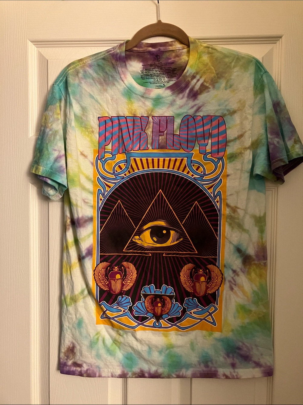 Pink Floyd Tie-Dye Crewneck Tee - Purple, Yellow, Green - Small
